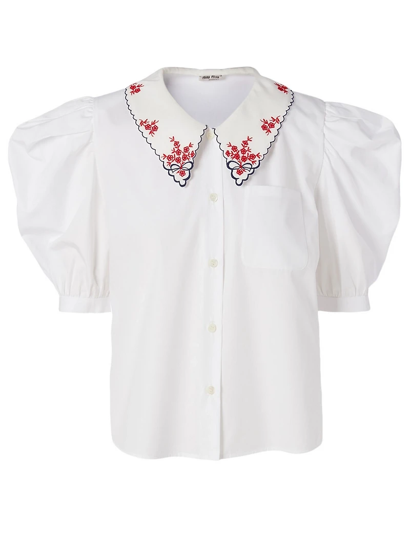 Cotton Silk Collar Blouse
