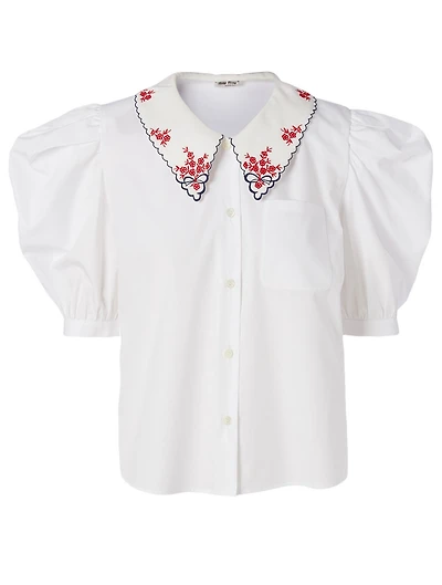 Cotton Silk Collar Blouse