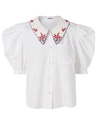 Cotton Silk Collar Blouse