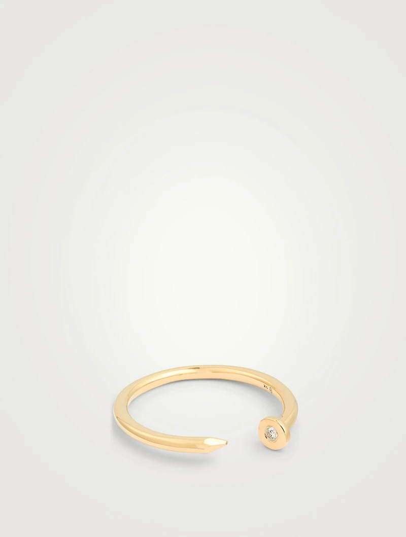 14K Gold Nail Ring With Diamond