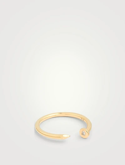 14K Gold Nail Ring With Diamond