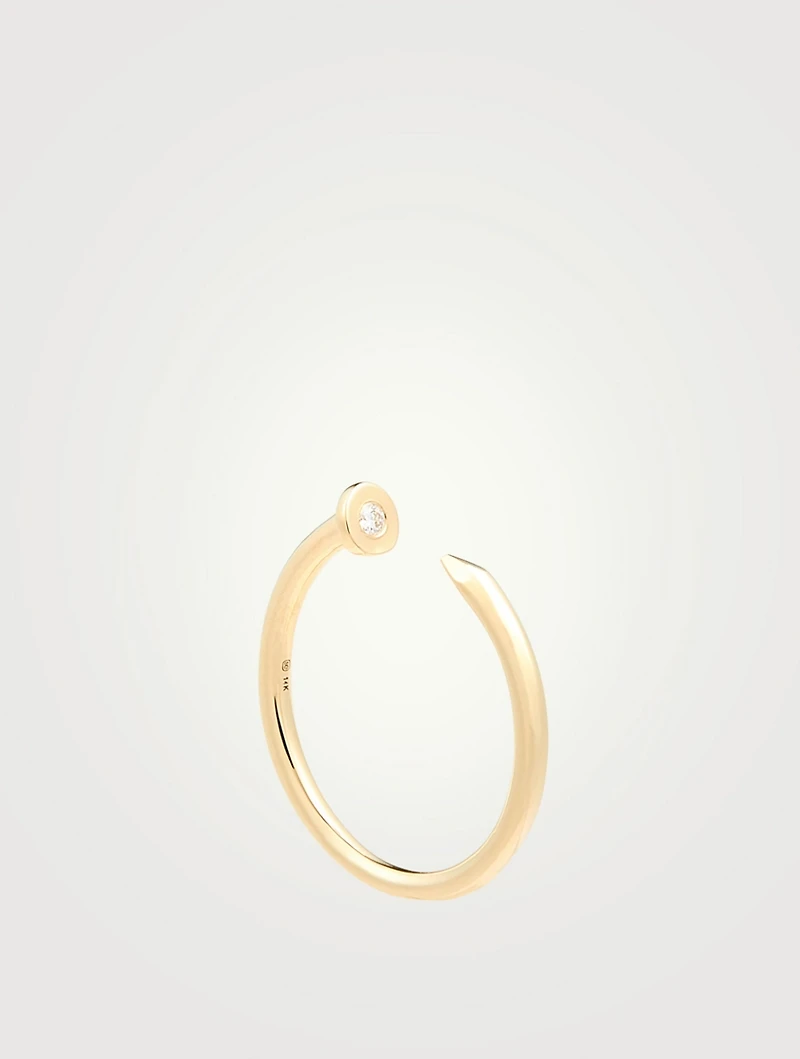 14K Gold Nail Ring With Diamond