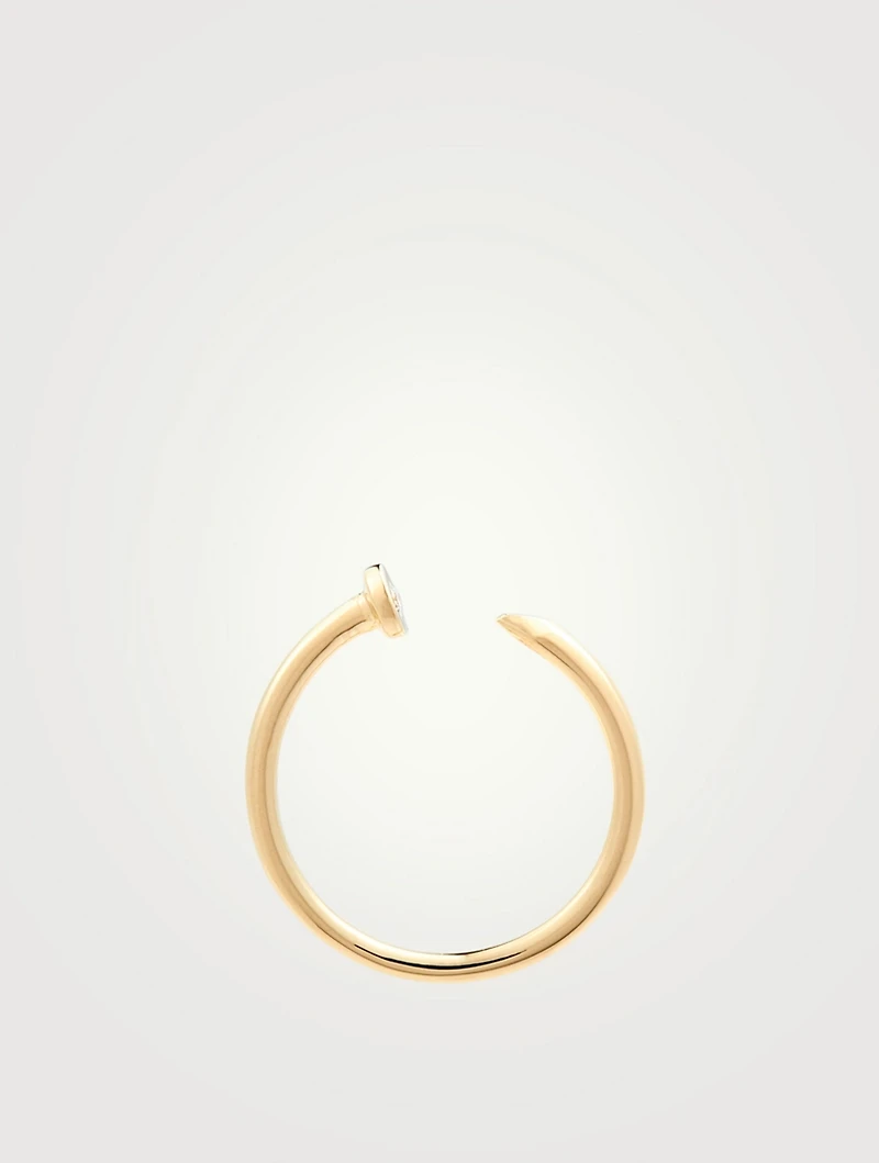 14K Gold Nail Ring With Diamond
