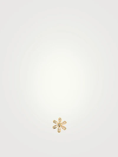 14K Gold Daisy Stud Earring With Diamonds