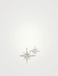14K White Gold Starburst Stud Earring