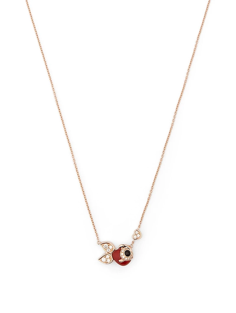 Petite Qin Qin Necklace With Diamonds, Onyx And Red Agate