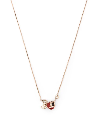 Petite Qin Qin Necklace With Diamonds, Onyx And Red Agate