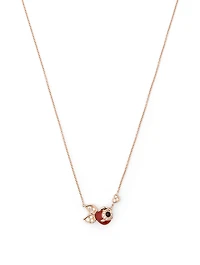 Petite Qin Qin Necklace With Diamonds, Onyx And Red Agate