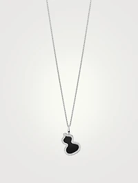 Wulu 18K White Gold Pendant With Diamonds And Onyx