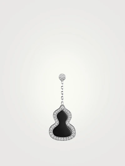 Small Wulu 18K White Gold Earring With Diamonds And Onyx