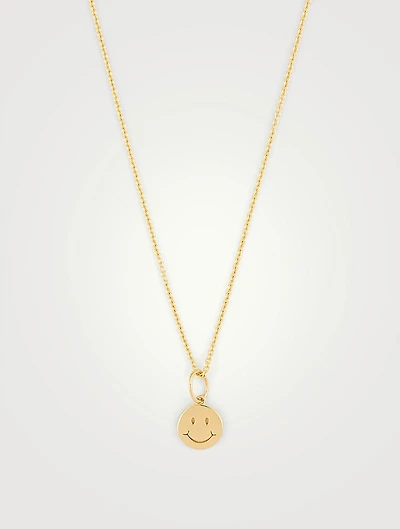 14K Gold Happy Face Necklace