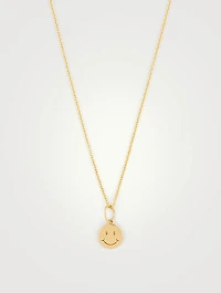 14K Gold Happy Face Necklace