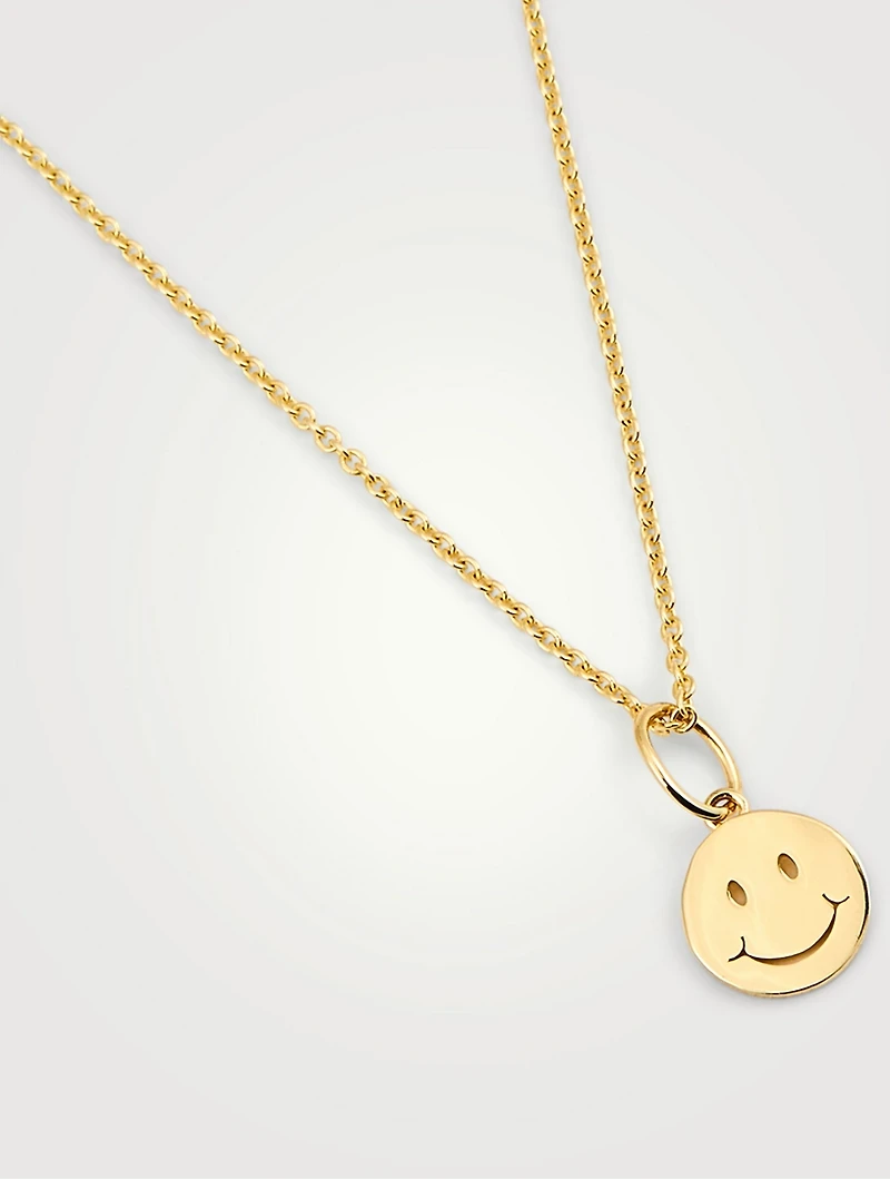 14K Gold Happy Face Necklace