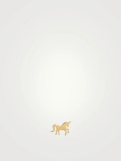 14K Gold Unicorn Stud Earring