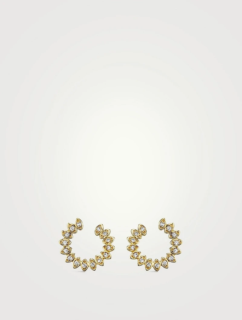 14K Gold Circle Earring With Diamonds