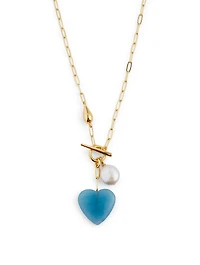 Heart Strings Necklace With Pearl And Aventurine