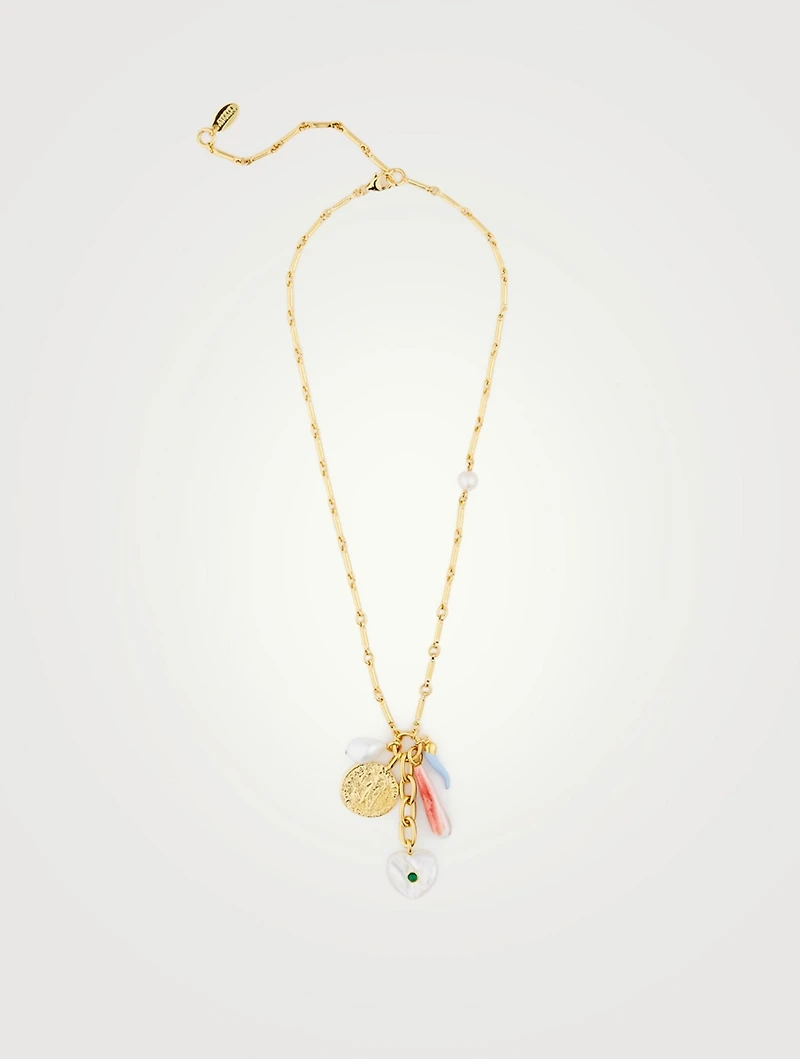 Amalfi Charm Necklace With Green Onyx And Pearls