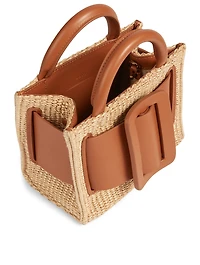 Bobby 18 Leather And Raffia Top Handle Bag