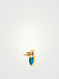 18K Gold Marquise Stud Earrings With Diamonds And Turquoise