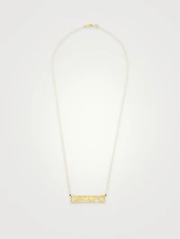18K Gold Good Luck Bar Necklace With Diamonds