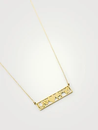 18K Gold Good Luck Bar Necklace With Diamonds