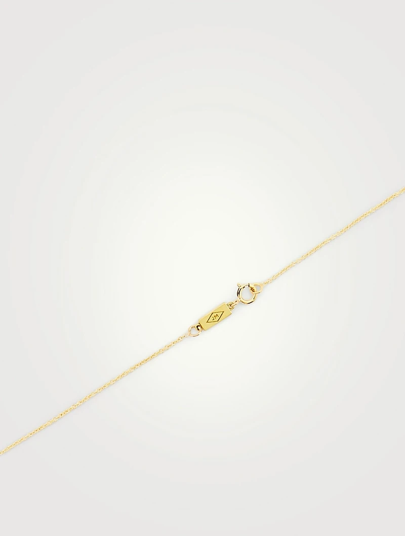 18K Gold Good Luck Bar Necklace With Diamonds