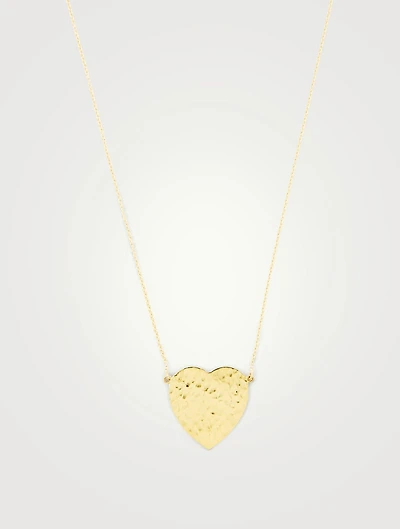 18K Gold Hammered Heart Necklace