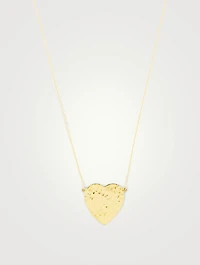 18K Gold Hammered Heart Necklace