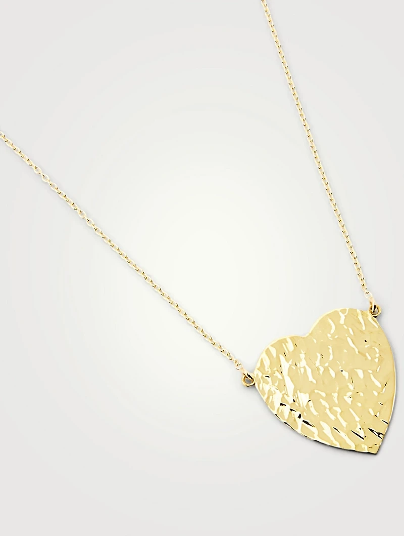 18K Gold Hammered Heart Necklace