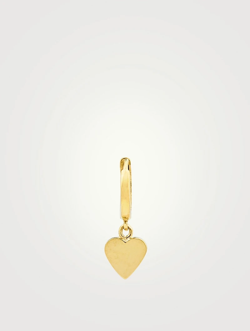 Mini 18K Gold Huggie Earrings With Heart Drop
