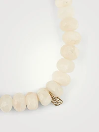 Moonstone Beaded Bracelet With 14K Gold Diamond Star Charm