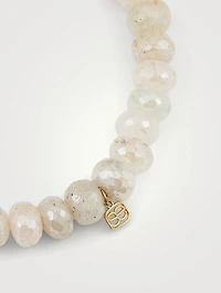 Grapholite Beaded Bracelet With 14K White And Yellow Gold Diamond Rondelle Charm