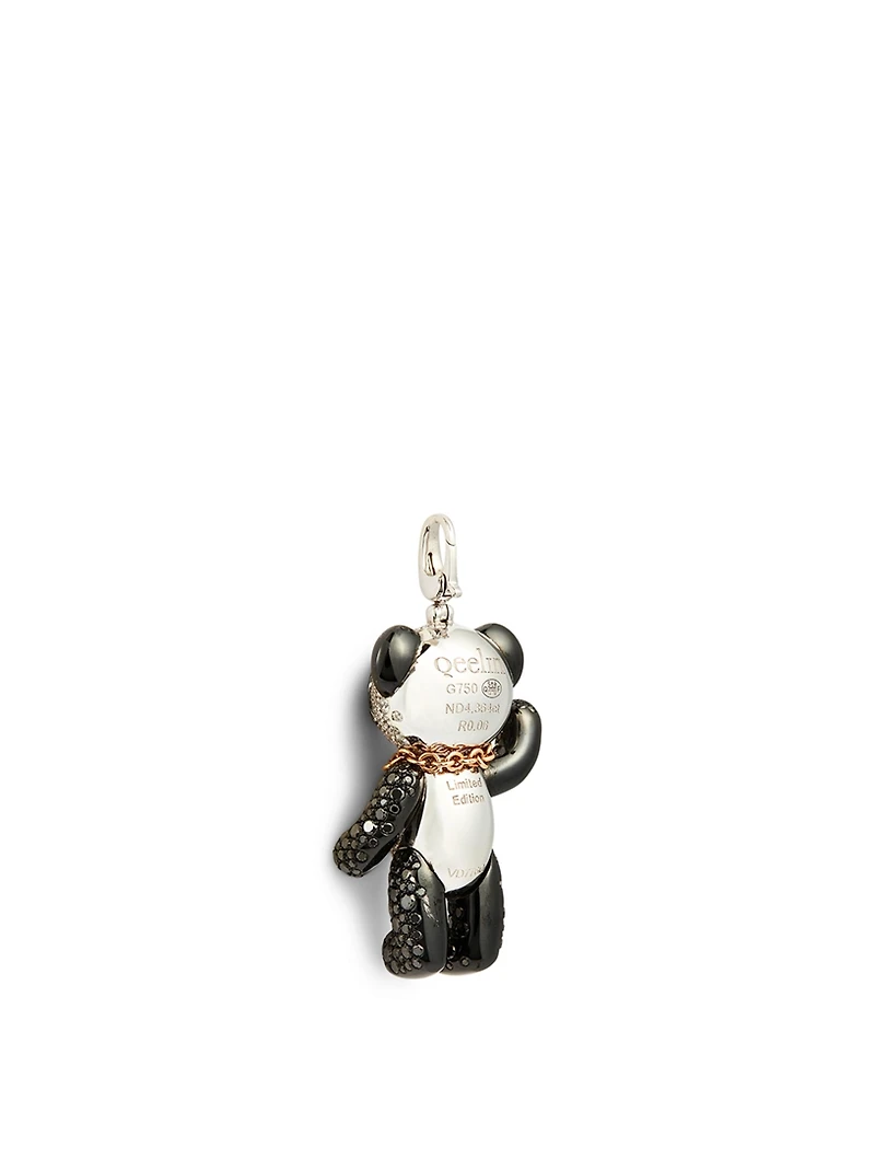 Large Neko Bo Bo 18K White Gold Pendant With Diamonds And Rubies