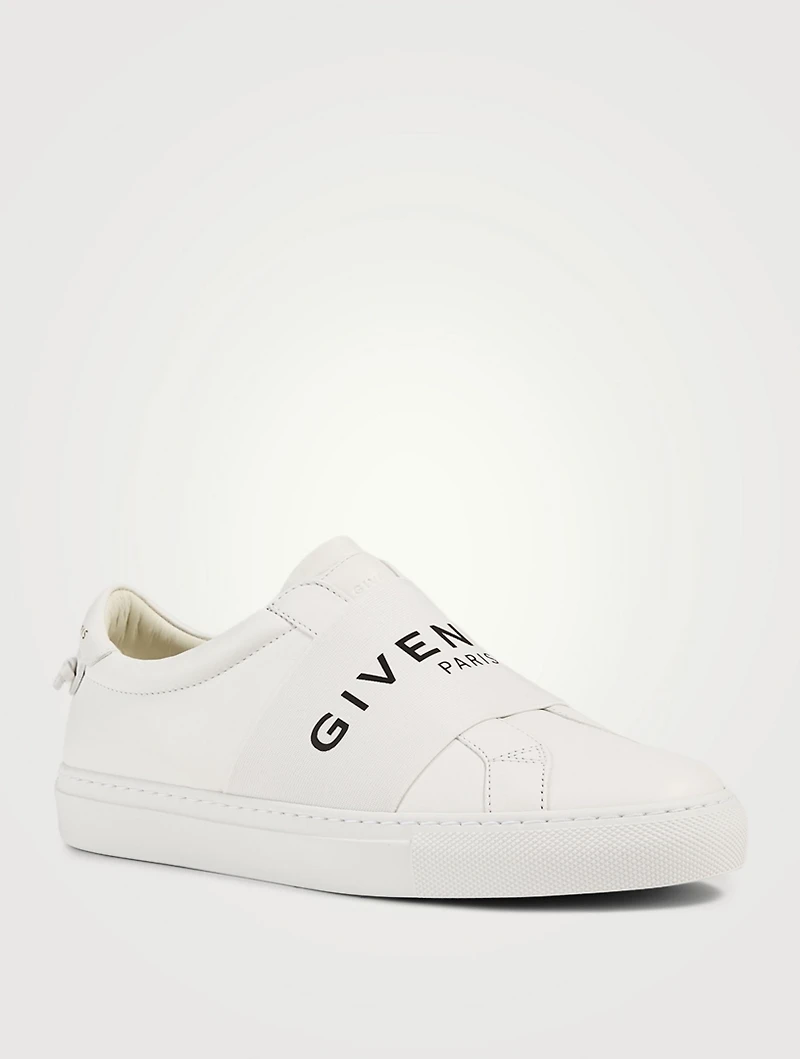 Urban Street Leather Slip-On Sneakers With Logo Strap