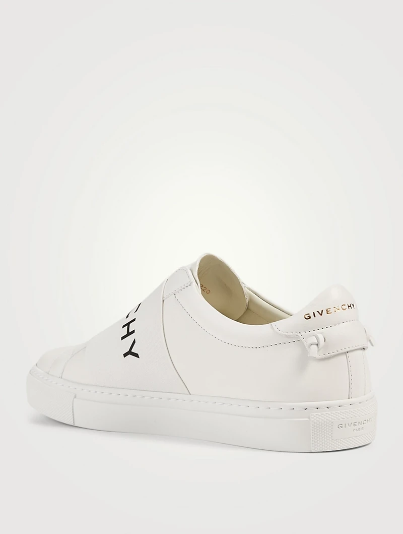 Urban Street Leather Slip-On Sneakers With Logo Strap
