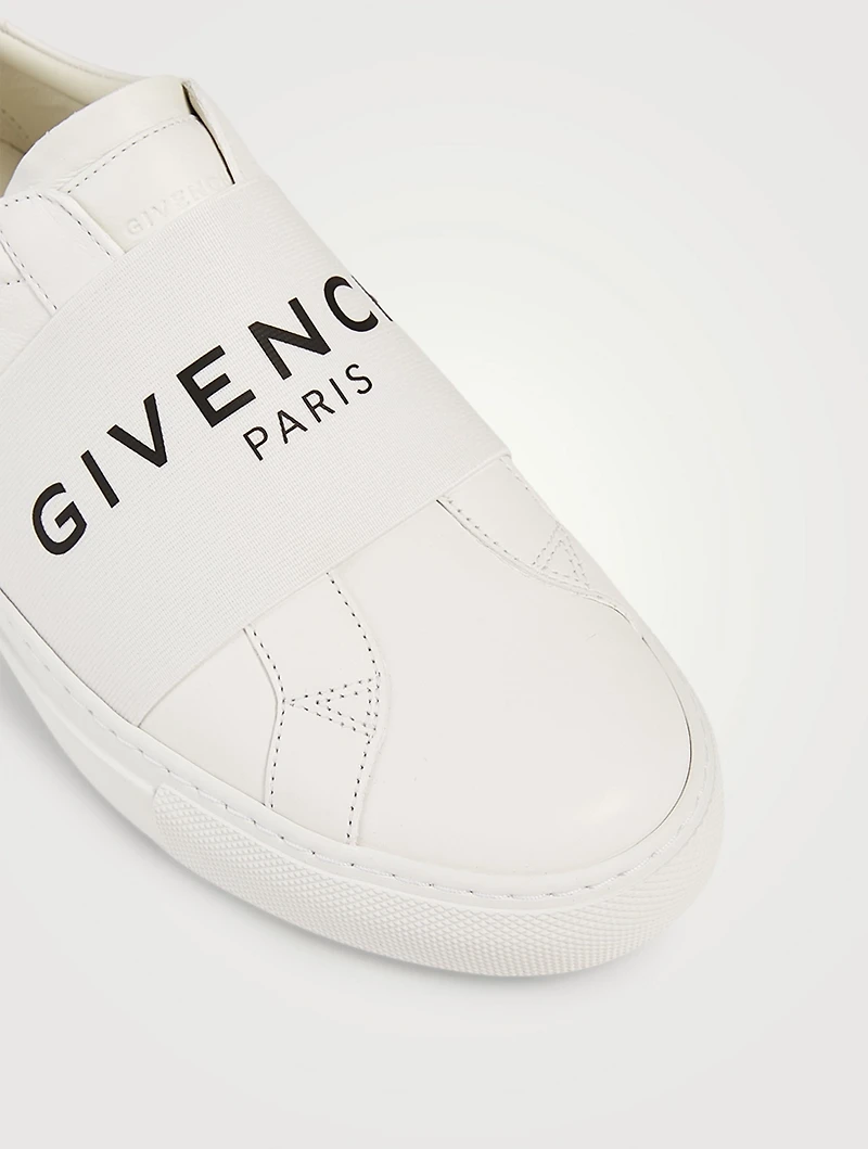 Urban Street Leather Slip-On Sneakers With Logo Strap