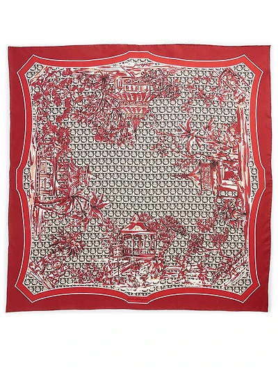 Silk Scarf In Pagoda Print