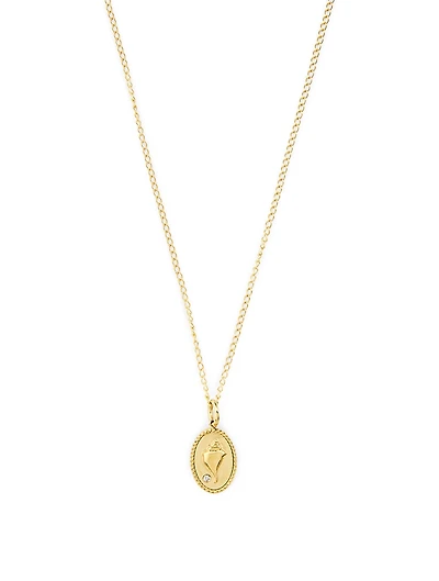 Conch Shell  10K Gold Diamond Pendant Necklace