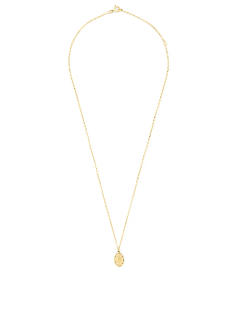 Conch Shell  10K Gold Diamond Pendant Necklace