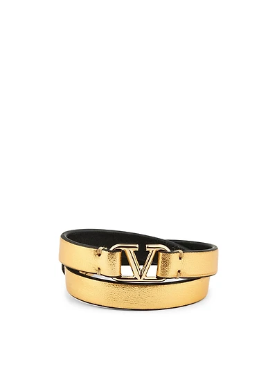 VLOGO Metallic Double Leather Bracelet