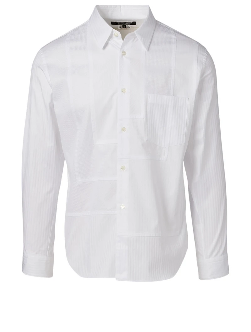 Cotton Patchwork Shirt Striped Print