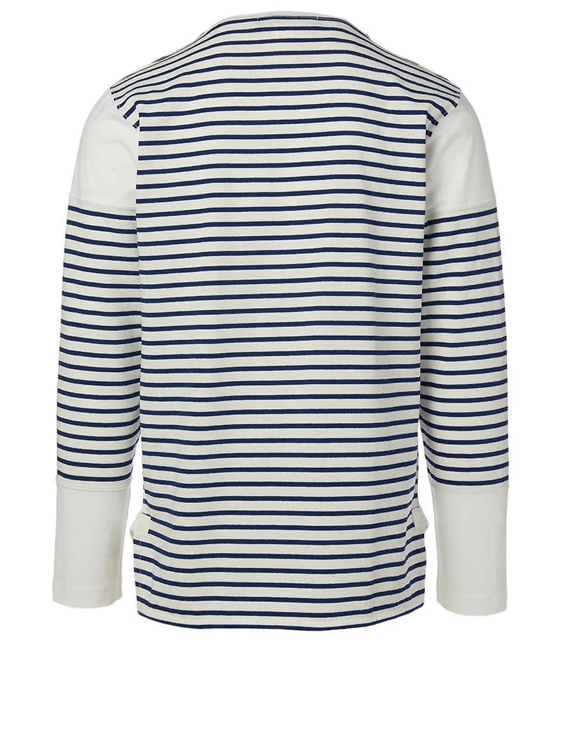 Cotton-Blend Long-Sleeve T-Shirt Striped Print