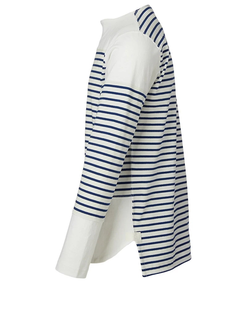 Cotton-Blend Long-Sleeve T-Shirt Striped Print