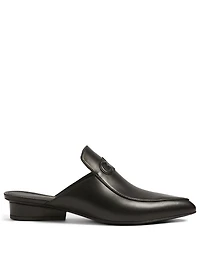 Gancini Leather Flat Mules