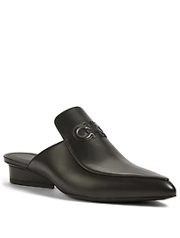 Gancini Leather Flat Mules