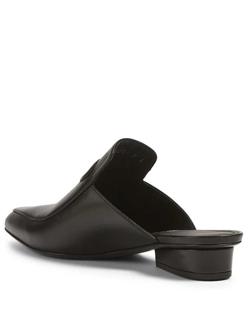 Gancini Leather Flat Mules