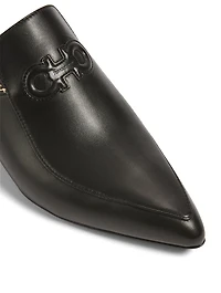 Gancini Leather Flat Mules