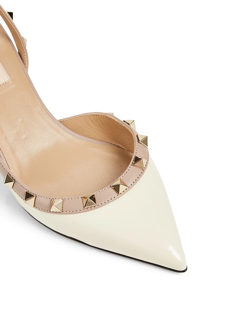 Rockstud Leather Slingback Pumps