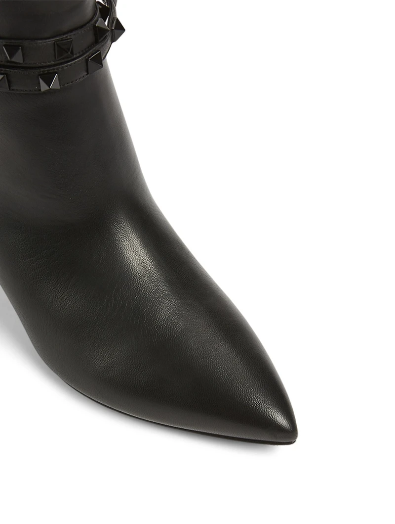 Rockstud Leather Heeled Knee-High Boots