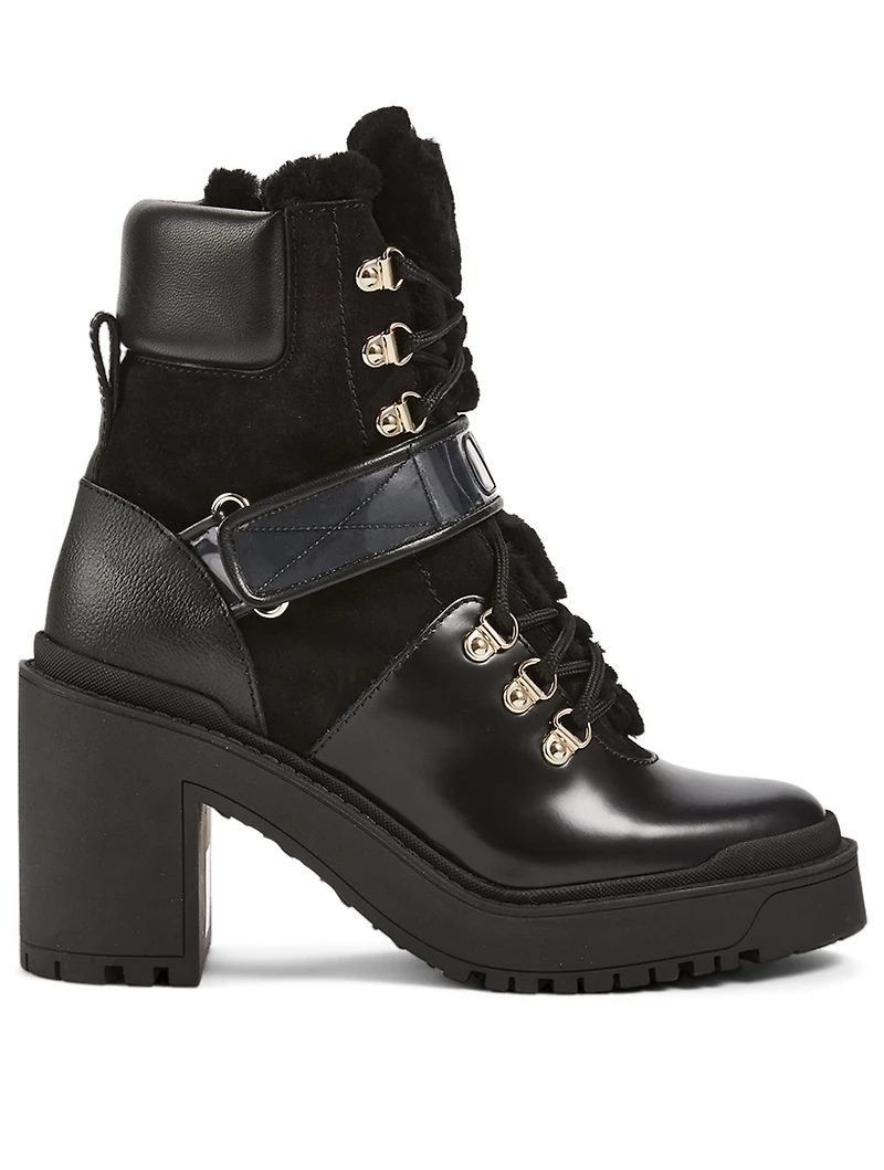 VLOGO Shearling Heeled Combat Boots